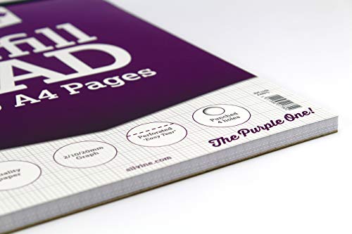 Silvine A4 Refill Pad, 75gsm, 80 sheets, 4 hole punched, Perforated, Multicolour [Pack of 6]