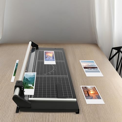 Manual Rotary Paper Cutter Office Straight Paper Trimmer Commercial Paper Craft Tool for A3, A4, and A5 Cardboard(within 1mm),Laminated sheets(within 0.4mm), Designers, Home, School 39 * 12in