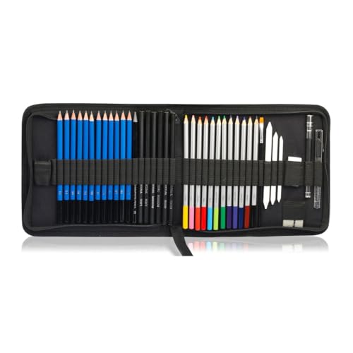 SIDUFHAOPKLL 41 Pieces Drawing Set Sketching Pencil Water Soluble Color Art Painting Supplies