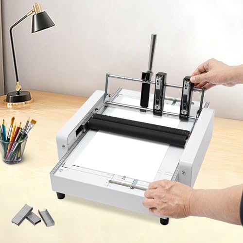 banborba A3 Folding Binding Machine, 60W Booklet Maker, Max 11.7" x 16.5" Paper Folder Stapler Machine, 2 in 1 Multifunctional Book Maker Stapling Machine for Schools Print Stores Offices Factory