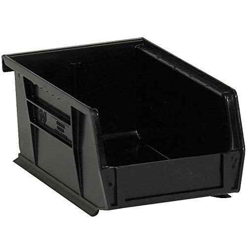 Aviditi Plastic Stack/Hang Storage Bin Containers, 9-1/4 x 6 x 5 Inches, Black, Pack of 12, For Organizing Homes, Offices, Garages and Classrooms