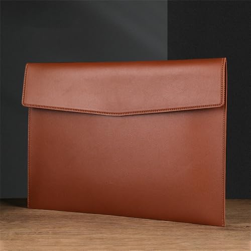PU leather document pouch, Leather Envelope Document Holder File Folder Business Briefcase PU Multicolor 24x33cm Pack of 2(Brown)