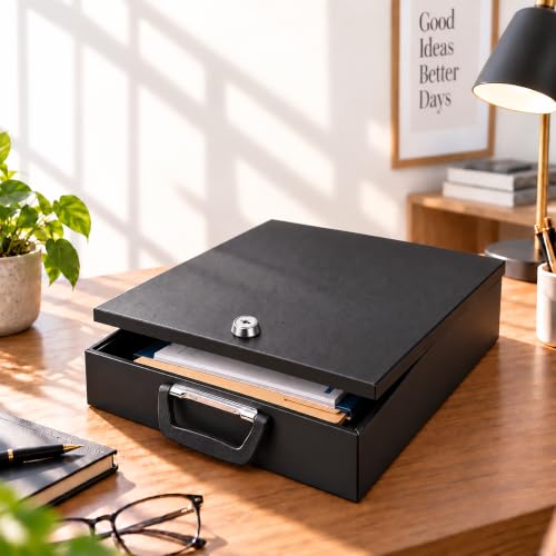 Relaxdays Document Box DIN A4 with Lock 2 Keys Black
