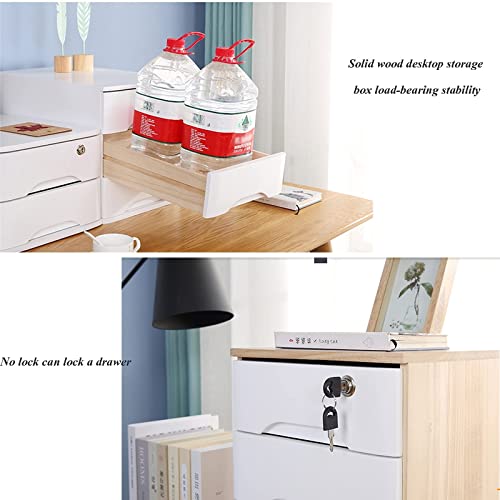 EliteBloom Desktop File Cabinet Organizers - Desktop Storage Box with Drawers - 1/2/3/4 Tier with Lock Flat File Cabinet Storage, Desktop Drawer Cabinet, Wooden File Cabinet/Desktop,D-1 Drawers