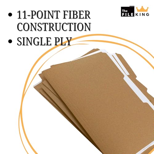 The File King 1/3-Cut Top Tab Kraft File Folders - Letter Size | Box of 100 | USA Made | Assorted Positions | 11-Point Fiber | Organize Home & Office Papers