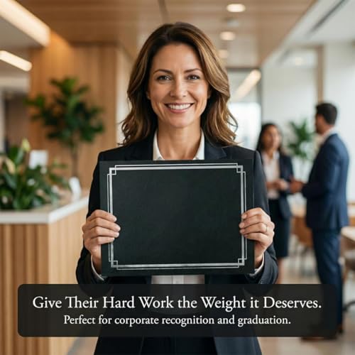 PaperDirect Black Elegance Certificate Jackets, 9.5 x 12, Silver Double Foil Border, Diplomas, Employee Recognition, Volunteer Appreciation, Award Ceremonies, Birthdays, Graduation, Pack of 50
