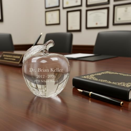 Ravanox Engraved Crystal Apple Paperweight, 4" (Clear)
