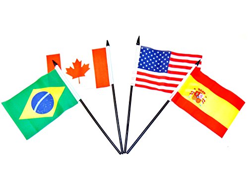 G-20 (Group of 20) WORLD FLAG SET with BASE-20 Polyester 4"x6" Flags, One Flag for Each Country in in the G-20 Flag Centerpiece, 4x6 Miniature Desk & Table Flags, Small Mini Stick Flags