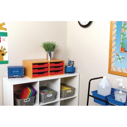 Really Good Stuff Oak 6-Slot Mail Center with Trays Single Color, 6 Trays