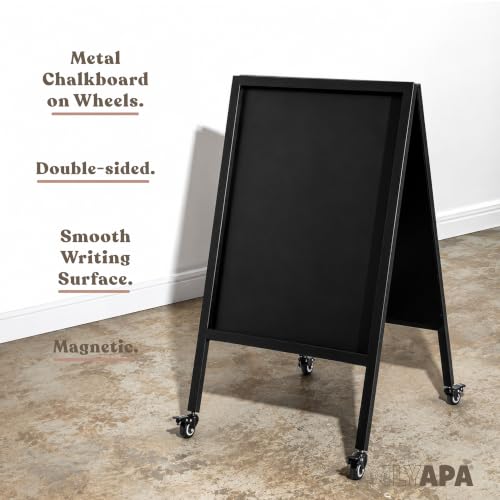 Ilyapa Rolling Metal A Frame Chalk Board Sign, 20x40 in - Sidewalk