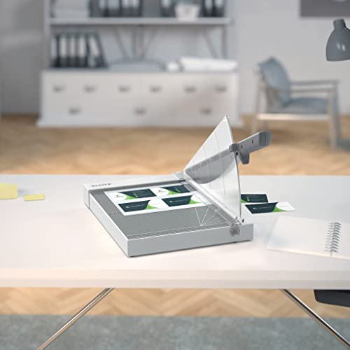 Leitz Precision Home Office A4 Lever Cutter, up to 10 Sheets, Paper Cutter with 305 mm Cutting Length, Precision Steel Blade, Alignment Aid with Edge Lighting, Blade Protection, 90190000