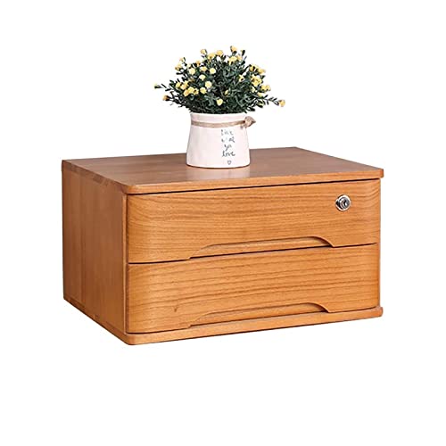 EliteBloom Flat File Cabinet Storage, Desktop Drawer Cabinet, Rustic Dresser, Wooden Desktop Storage Box with Lockable Drawers, Office Supplies A4/Receipt File Organizer, Solid Wood,A