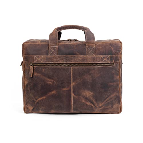 Leather 18 Inch Laptop Messenger Bag for Men & Women, Office Briefcase