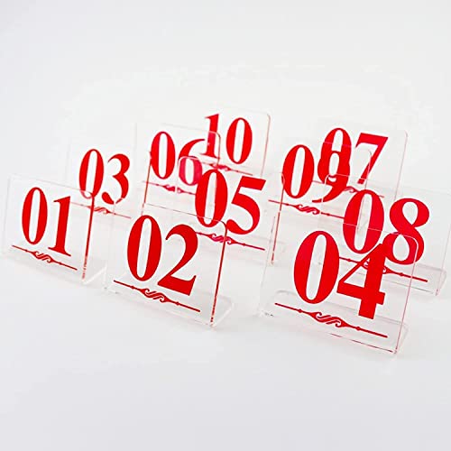 XAWSOP Table Number Plate, Acrylic Card Sign of Table Mark Table Number Name Plate Personality Figure for Wedding, Party, Event or Catedecoration 10Pcs/1 to 10,21 to 30