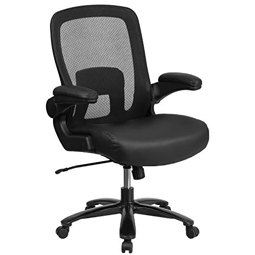 Flash Furniture HERCULES Series Big and Tall 500 lb. Rated Black Mesh/LeatherSoft Executive Ergonomic Office Chair with Adjustable Lumbar
