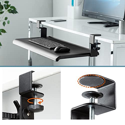 GAZOGJ Keyboard Tray Under Desk Clamp-On Keyboard Drawer Platforms - Push-Pull Keyboard Tray Sliding Under Desk - Ergonomic for Home Office,Easy to Install Desk Extender,Adjusta,