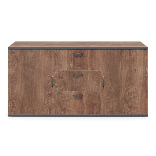 NBF Credenza Office Storage Cabinet with Shelving Office Organizer, Gray