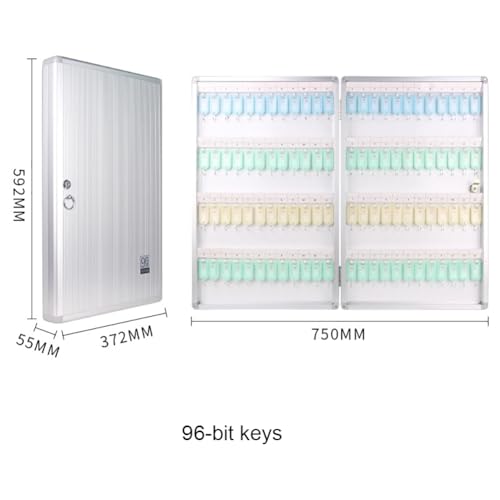 KK-GAL 96-Position Key Lock Box, Tradtional Key Organizer Safe Lockbox for School, Key Safe Security Storage Lockbox Holder for Valets, Aluminum Alloy Key Storage Box with Lock