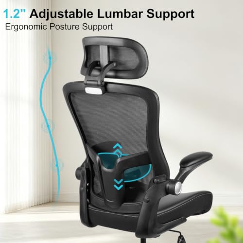 Drafting Chair 400lbs Tall Office Chair Heavy Duty Ergonomic Standing Desk Chair with Adjustable Lumbar Support, Flip-Up Armrests, Footrest Ring and Headrest