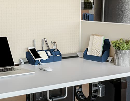 Bostitch Office Konnect 9-Piece Desktop Organizer Kit, Includes Cable Management Rails, Charging Phone Dock, Tape Dispenser, Sticky Notes, Storage Bins, Blue (KT-CKIT2-BLUE)