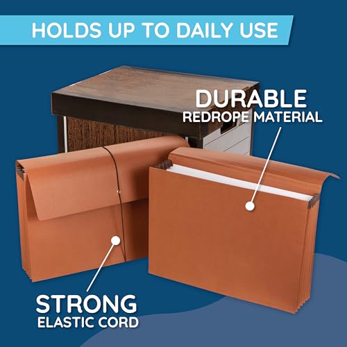 Blue Summit Supplies 10 Redrope Expanding File Wallets, Letter, 3.5" Brown