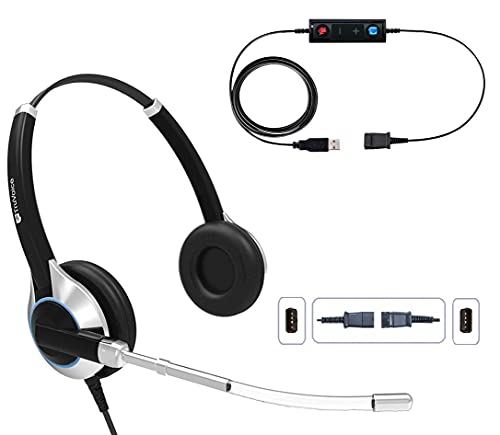 TruVoice HD-350 USB Deluxe Headset for The Office or Call Center – Works with All VoIP Phone Systems – Noise Canceling Microphone and HD Speakers