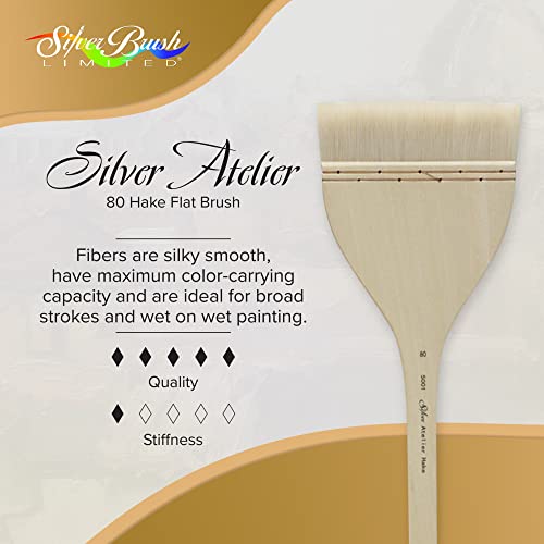 Silver Brush Limited Silver Atelier Hake Flat Watercolor Brush, Size 80