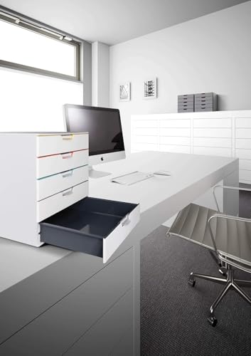 Durable Varicolor 5 Drawer Unit - White Desktop Drawer Set with 5 Color Coded Draws - Letter to Folio Size Files - Perfect for Storing Documents and Paper Work