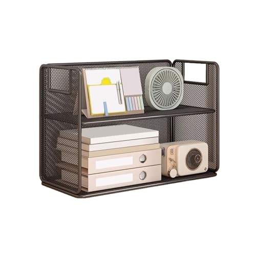 Storage Shelves Hollowed-Out Grid Iron Bookshelf Office Minimalist Two Layers Storage Rack Organizer