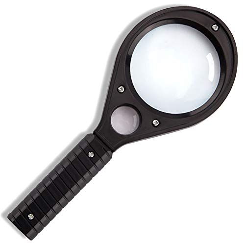 Yunjingmy Handle Portable Acrylic 3X/6X Magnifying Glass,Handheld Magnifier Non-Slip Handle Design Suitable for Reading, Jewelry, Intellectual Development of Children, Etc.