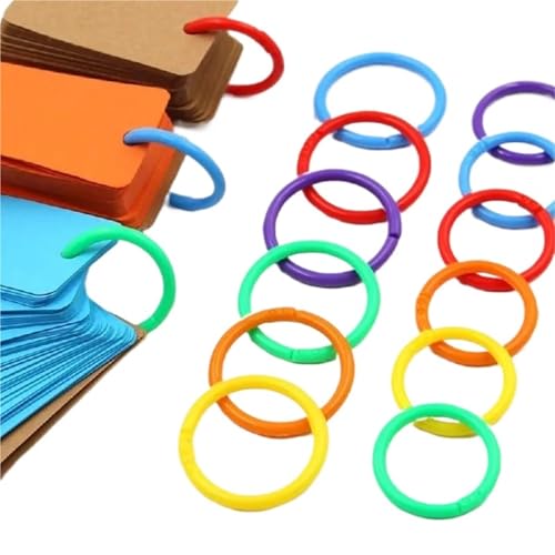 Binder Rings 500Pcs 15/20/28/32/40mm Plastic Ring Binder DIY Albums Circle Loose-Leaf Book Hoops Opening Office Binding Supplies Photo Album(28mm Color Mix)