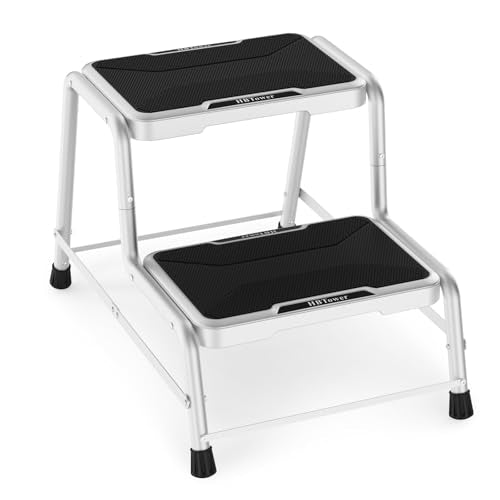 HBTower 2 Step Stools for Adults Kids with Non-Slip Rubber Feet