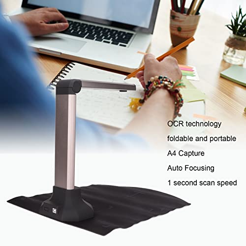 Document Camera, 12MP Book Document Scanner with OCR, Auto-Flatten & Deskew, Capture, Auto Focusing, Portable USB Document Scanner Support Convert to PDF, Word, Excel,TXT