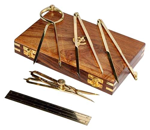 NAVIROCK Brass Divider Drafting Tool, 8 in., Wooden Case