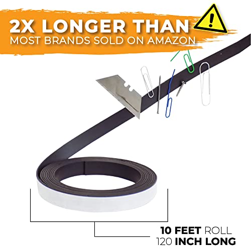 WOD MAG03-I Flexible Ultra-Thin Magnetic Tape Roll – 3 inch x 10 feet – Suitable Craft Magnets for DIY, Art Projects and Photos – Sticky Self Adhesive