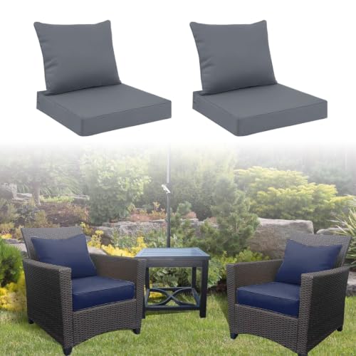 Ojtuyht 2 Set Garden Dining Chair Cushion, High Back Seat Cushion Watertight Removable with Backrest Hidden Zipper, for Beach Outdoor Backyard Lawn(H,2 pcs 21 5/8" x23 5/8")