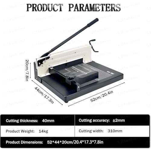 LjlXanthiper Guillotine Style Paper Trimmer,Manual Paper Trimmer with Automatic Safety Guard and Side Ruler,Solid Steel Base,Guillotine Style A4 Paper Trimmer for Office,School,Craft Room