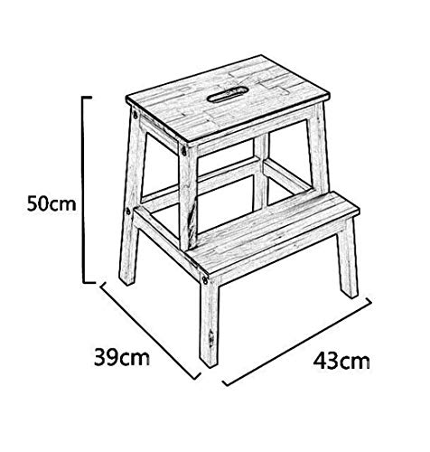 WIKKASSEIR Footstool, Folding Steps Solid Wood Ladder Stool Multifunctional Footstool Living Room Changing Shoes Stool and Step Stools with 3 Steps (Color : Wood Color)