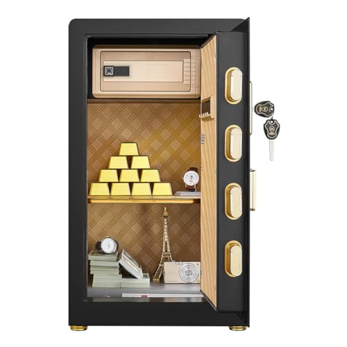 HOYOC Extra Large Safe Fireproof Waterproof, Anti-Theft Digital Security Lock Box with Smart Alert System, Anti-Theft Fireproof Safe Box with Removable Shelf, Mute Function, for Home Office