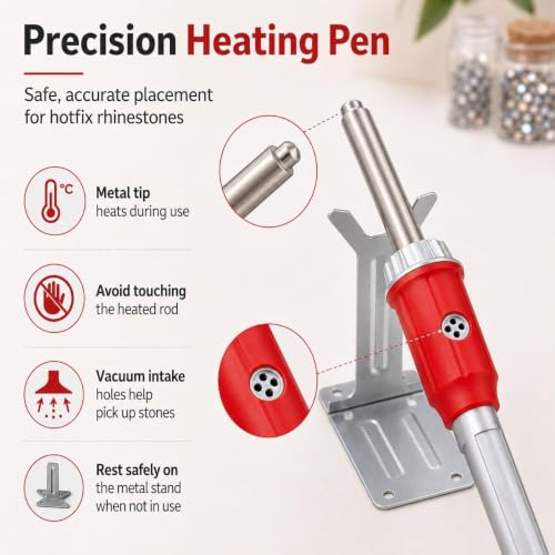 Eoweiot Hotfix Rhinestone Applicator Tool with 4 Interchangeable Tips