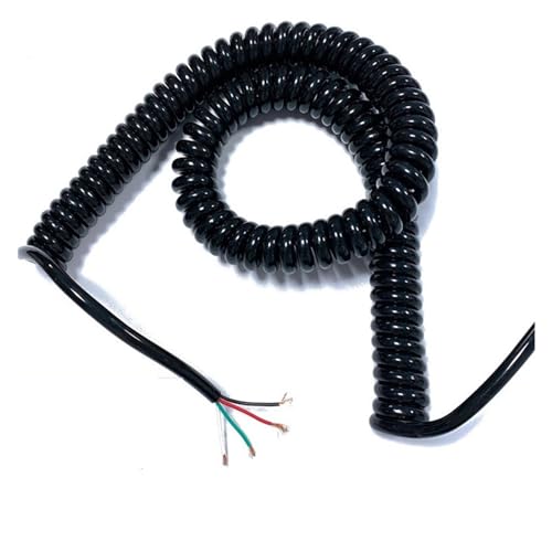 Coiled Mains Flex Curly Spring Cord 2 Core 22AWG Cable Stretch 1M to 10M