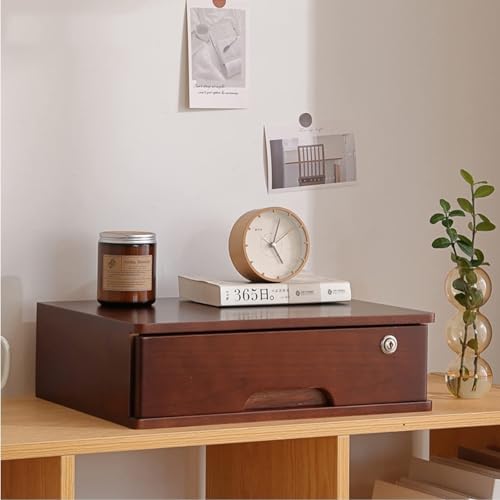 ntumLeap Brown Lockable Desk File Cabinet,1-Layer Storage Box,Office Supplies for Home & Office,Desktop Drawer Storage Solution,Stylish & Secure File Management,