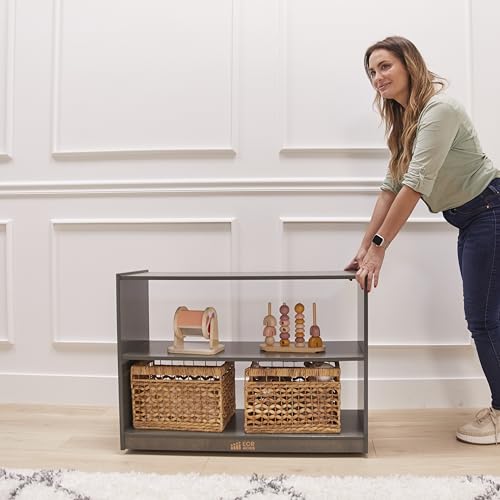 ECR4Kids 2-Shelf Mobile Storage Cabinet, Double-Sided, Grey Wash