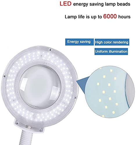 DFEDHF Magnifying Floor Lamp, Glass Adjustable Stable Rolling Floor Standing Magnifier Light, 16X Magnifier Rolling Wheels Cold Light for Salon Facial and Home