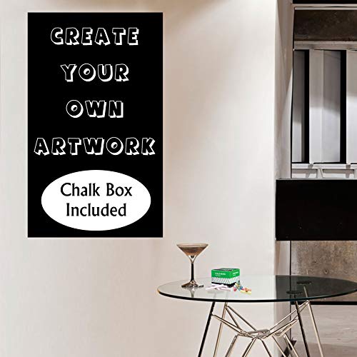 BANNER BUZZ MAKE IT VISIBLE Chalkboard Black Contact Paper Roll, Peel and Stick Self Adhesive Vinyl Wall Sticker Decal for Home, Office & Decor with Colored Chalk Box Free (46.85" X 96")