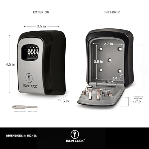 Iron Lock® Medium Wall Mount Combination Key Lock Box, Outdoor (Grey)