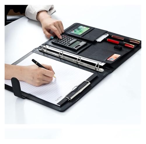 Conference Portfolio Folder Wallets, 4 Ring Professional Binder Organizer Briefcase Personalized Document Folder for Tablets Resumes Documents(Brown)