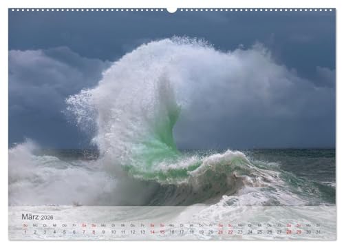 Wellen Concert (High-Quality Premium Wall Calendar 2026 DIN A2 Landscape), Art Print in High Gloss, Waves at Sea Storms in the Mediterranean Sea