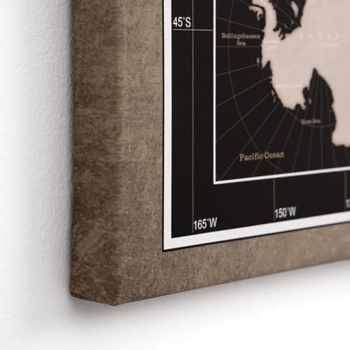 Canvas World Map with Cork Pin Board - English Lettering - Decorative Wall Decoration for All Rooms - Canvas Pictures with World Map Motif (70x50 cm, Pattern 5)