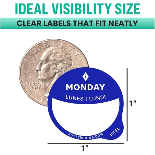 Date Stickers for Food - Day of the Week Day Dots Removable Food Labels, 1" Date Dot Stickers for Food Containers, 7000 Labels with Dispenser Box